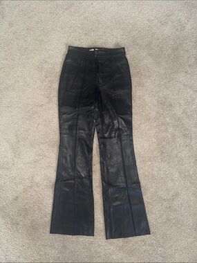Zara Black Leather Flare Pants